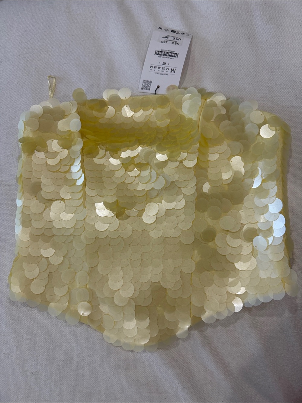 Zara Pale Gold Sequin Crop Top